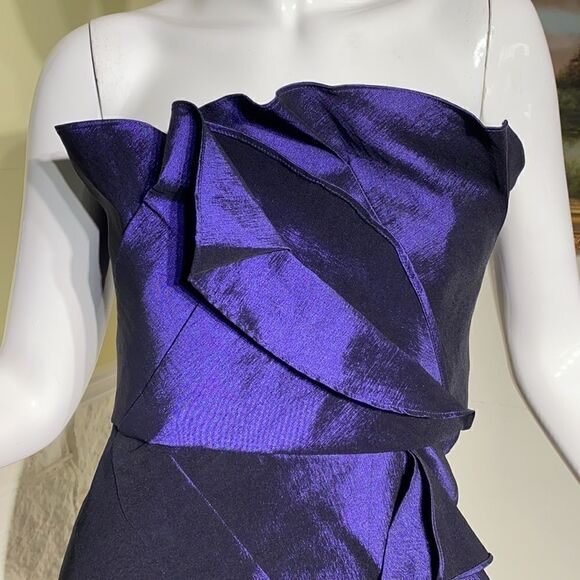 Max & Cleo Strapless Purple Taffeta Mini Cocktail Party Dress - Picture 8 of 16